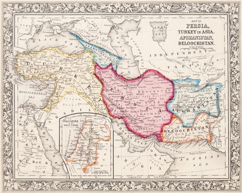 Map of Persia, Turkey is Asia, Afghanistan, Beloochistan 1862